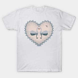 Swan lake in a love heart T-Shirt